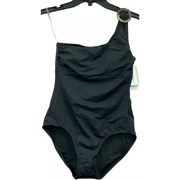 Tommy Bahama sz 4 Swimsuit Black Pearl One Shoulder One Piece Classic Minimalist - Picture 3 of 6